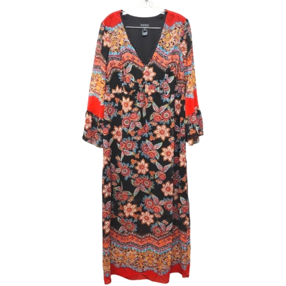 Enfocus Studio Red and Black Floral Maxi Dress SIZE 14W